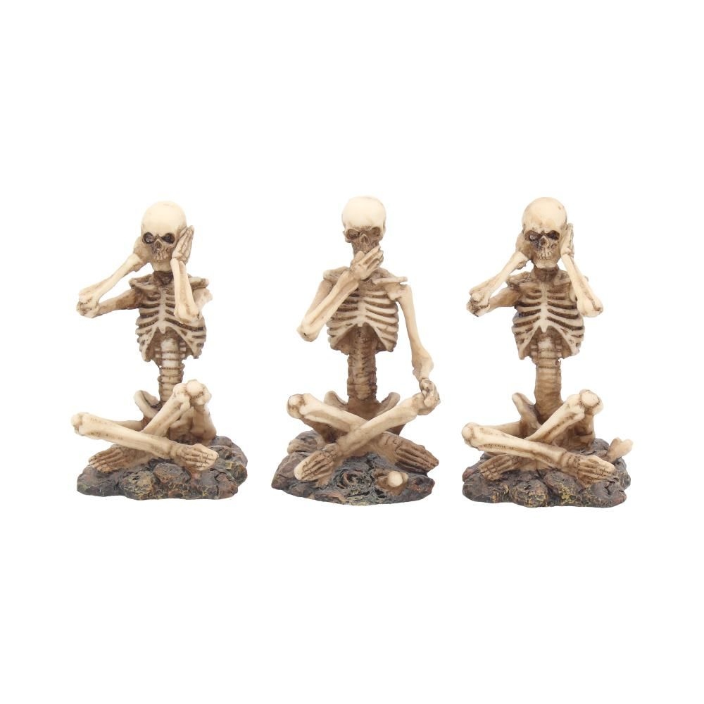 Nemesis Now - See No, Hear No, Speak No Skeletons Figurines - Cream